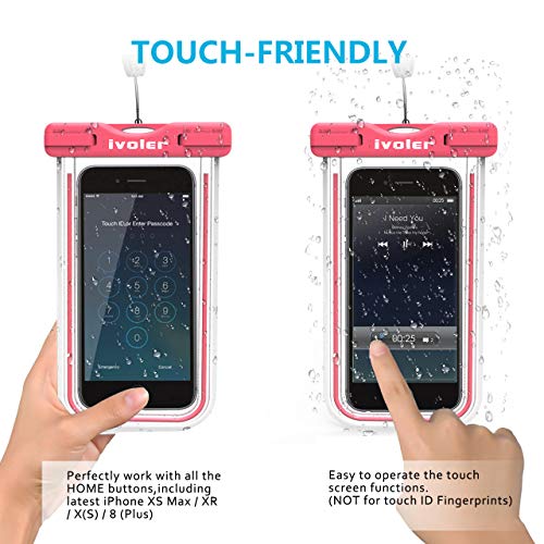 ivoler [IPX8 Certificado] [3 Unidades] Funda Bolsa Móvil Impermeable Universal para Xiaomi, iPhone, Samsung Galaxy, Huawei, Smartphones, Monedas, Pasaporte, etc. (Azul+Verde+Rosa)