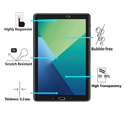 ivoler Protector de Pantalla para Samsung Galaxy Tab A 10.1 Pulgadas (P580/P585) con S Pen, Cristal Vidrio Templado Premium [9H Dureza] [Alta Definicion 0.3mm] [2.5D Round Edge]