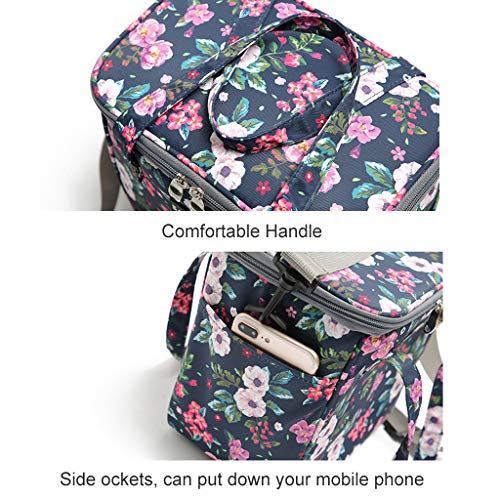 IvyH Bolsa de Almuerzo Termica 7L Bolsa Porta Alimentos con Correa Bolsa de Picnic Muchachas Mujer para Escuela, Trabajo, Excursionismo, Playa(Hojas)