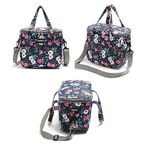 IvyH Bolsa de Almuerzo Termica 7L Bolsa Porta Alimentos con Correa Bolsa de Picnic Muchachas Mujer para Escuela, Trabajo, Excursionismo, Playa(Hojas)