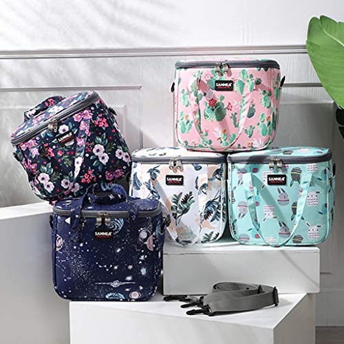 IvyH Bolsa de Almuerzo Termica 7L Bolsa Porta Alimentos con Correa Bolsa de Picnic Muchachas Mujer para Escuela, Trabajo, Excursionismo, Playa(Hojas)