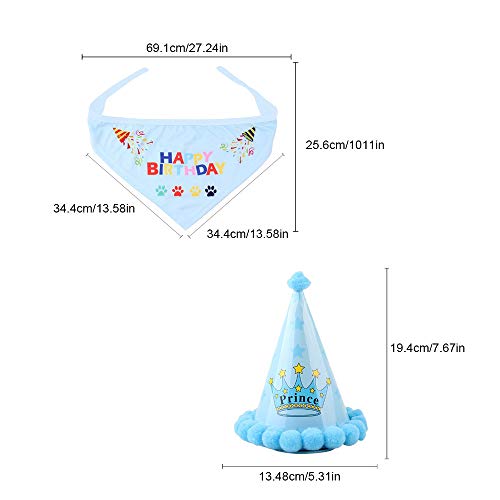 ixista Bandana de Cumpleaños para Perro Dog Birthday Bandana Triángulo Bufandas Lindo Perrito Fiesta de Cumpleaños Mascotas para Perros Bufanda de Triángulo de Cumpleaños para Perros (Azul)