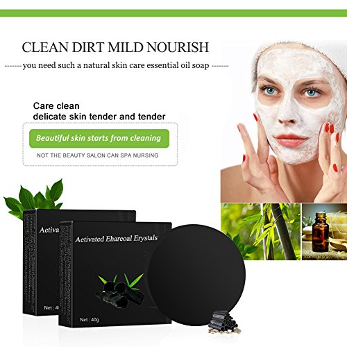 Jabón de carbón de bambú, Carbón Jabón,jabón hecho a mano de espinilla y remoción,limpieza profunda contra los Puntos Negros, acné y piel aceitosa