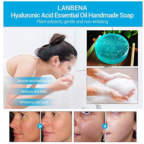 Jabón hecho a mano del aceite esencial del ácido hialurónico - Jabón hecho a mano de la piel del oficio de enfermera - quite las pecas, desteñe las manchas de la edad, antienvejecedor, cicatrices del