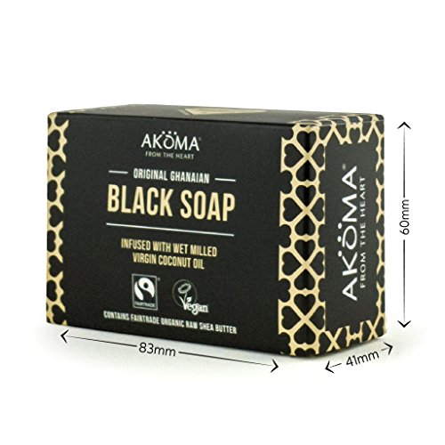 Jabón negro orgánico africano Akoma hecho con manteca de karité y aceite de coco. 145 g