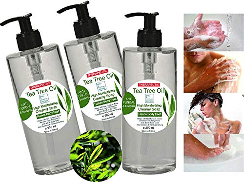 Jabón Pack Ahorro 3 x 200 ml Ultra Hidratante Terapéutico con Aceite de Árbol de Té Purificante Anti hongos Anti Acné - Gel de Baño - Gel de Ducha