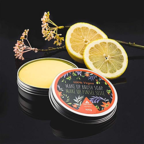 Jabón vegano profesional limpia Pinceles I Jabón removedor de maquillaje en Brochas cosméticas jabón 100g + limpiador de silicona en forma de corazón I por Tritart