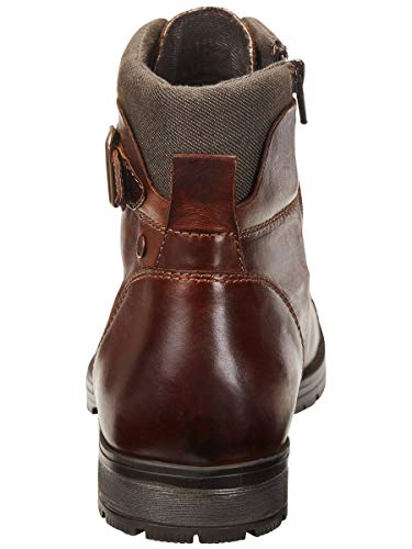JACK & JONES JFWALBANY Leather STS, Biker Boots para Hombre, Marrón(Brown Stone Brown Stone), 44 EU