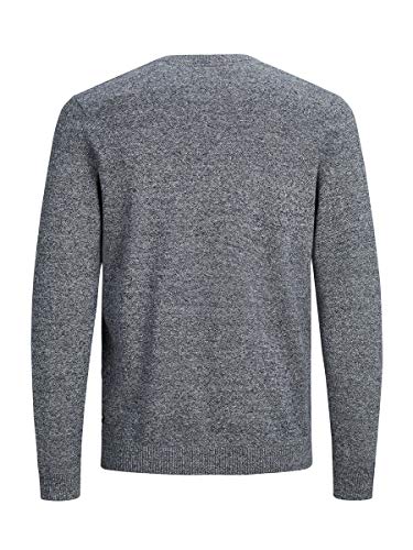 Jack & Jones Jjebasic Knit V-Neck Noos suéter, Gris (Navy Blazer Detail: Twisted with Jet Stream), Large para Hombre