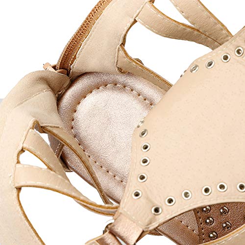 Jamron Mujer Rodilla Alta Gladiador Sandalias Romanas Remaches Tachonado Tiras Sandalias de Dedo Oro SN020342 EU38