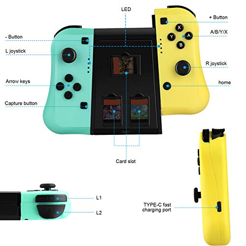 JAMSWALL Mando para Nintendo Switch, Bluetooth Wireless Controller Gamepad Joystick Controlador De Reemplazo Izquierdo Y Derecho para Nintendo Switch Joy con, Soporta Turbo/Vibración