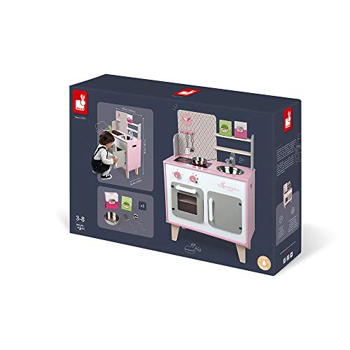Janod- Macaron Cocina de Juquete, Multicolor, 53 x 30 x 78 cm (Jura Toys J06567)