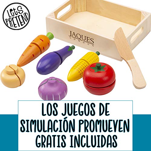 Jaques of London Alimentos de Juguete para niños Juego de Alimentos de Madera - Juguetes Montessori de Madera Alimentos de Juguete Juegos de Cocina Accesorios Juguetes niños 2 3 4 años
