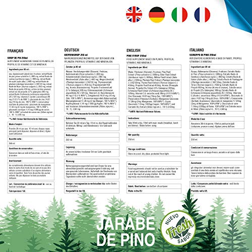 Jarabe de Pino|Complemento Alimenticio con Vitamina C, Propóleo y Minerales|Ayuda a nuestras defensas|Alivia los Síntomas de la Tos |100% Natural|500ml