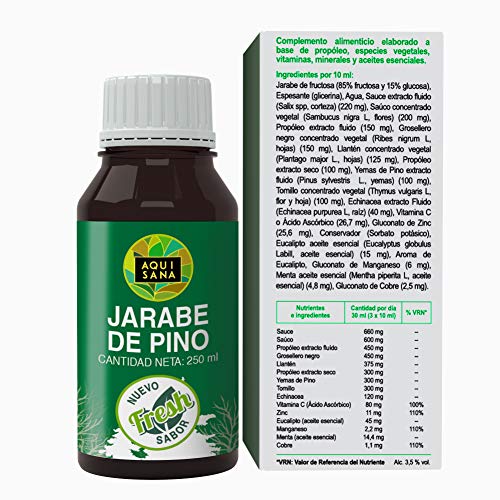 Jarabe de Pino|Complemento Alimenticio con Vitamina C, Propóleo y Minerales|Ayuda a nuestras defensas|Alivia los Síntomas de la Tos |100% Natural|500ml