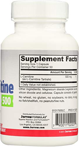 Jarrow Formulas L-Carnitine, 500mg - 50 caps - 50 Cápsulas
