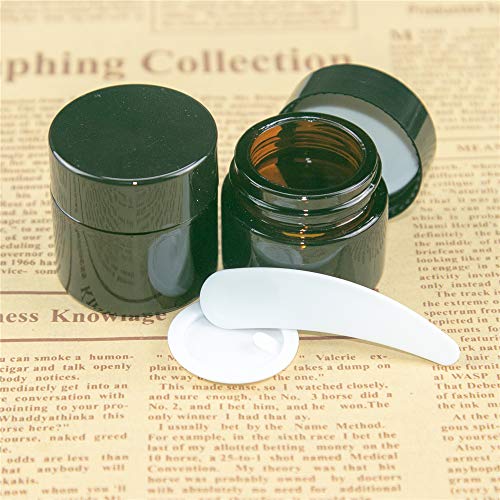 Jarvials 10pcs tarros cosmeticos de Frascos de Vidrio ámbar de 10 ml, con Tapa Negra y Forro Contenedor de Almacenamiento de loción de Maquillaje cosmético, para Aceite Esencial, Crema de loción