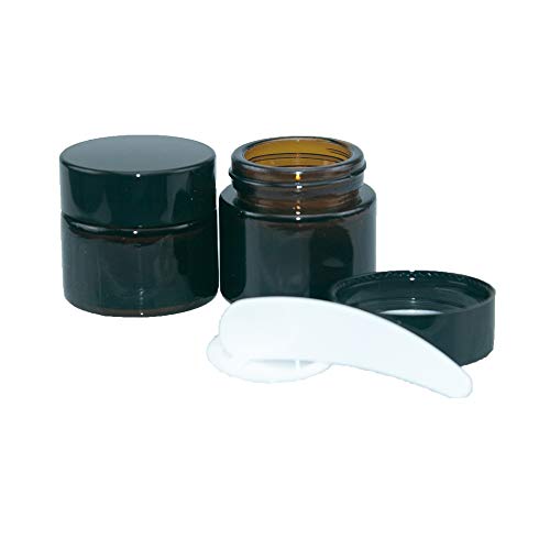 Jarvials 10pcs tarros cosmeticos de Frascos de Vidrio ámbar de 10 ml, con Tapa Negra y Forro Contenedor de Almacenamiento de loción de Maquillaje cosmético, para Aceite Esencial, Crema de loción