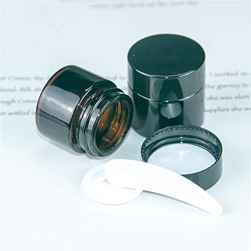 Jarvials 10pcs tarros cosmeticos de Frascos de Vidrio ámbar de 10 ml, con Tapa Negra y Forro Contenedor de Almacenamiento de loción de Maquillaje cosmético, para Aceite Esencial, Crema de loción
