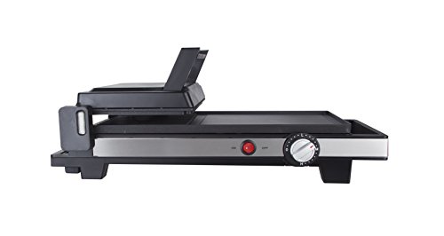 Jata GR269 Plancha de Asar y Grill Superficie Mixta 41 x 25 cm Apertura 180° Longitud Abierta de 670 mm Antiadherente Libre de PFOA con Bandeja Colectora de Salsas 2200 W