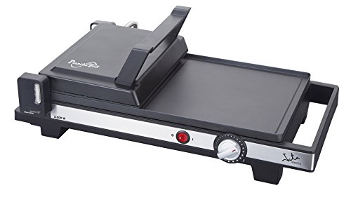 Jata GR269 Plancha de Asar y Grill Superficie Mixta 41 x 25 cm Apertura 180° Longitud Abierta de 670 mm Antiadherente Libre de PFOA con Bandeja Colectora de Salsas 2200 W