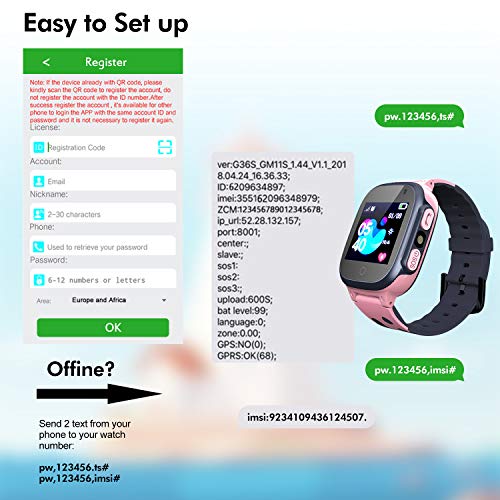 Jaybest Niños SmartWatch Phone - Niños Smartwatch con rastreador de LBS con Linterna de Llamada SOS cámara Pantalla táctil Juego Smartwatch Childrens Gift(Pink)