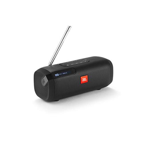 JBL Tuner Radio Portátil DAB/DAB+ - Altavoz portátil Bluetooth con radio FM y MP3, hasta 8 h de radio digital, inalámbrico, negro