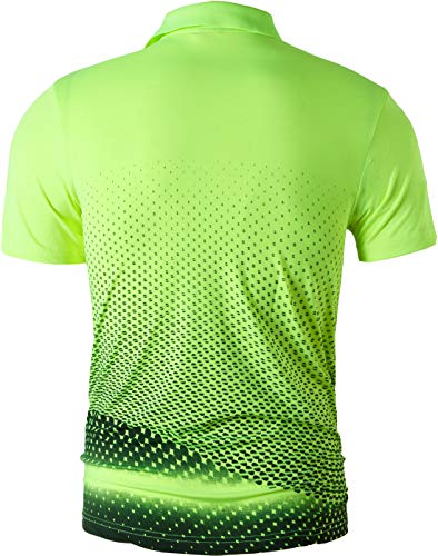 jeansian Hombres Verano Deportes Wicking Transpirable Quick Dry Short Sleeve Polo T-Shirts Tops Running Training tee LSL195 GreenYellow XL