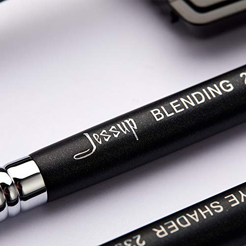 Jessup marca 7pcs Negro/Plata de juego de cepillo de maquillaje profesional belleza mezcla de sombra de ojos sombra delineador de ojos ahumado sloom sombreado de ojos lápiz cepillo cosméticos Kit