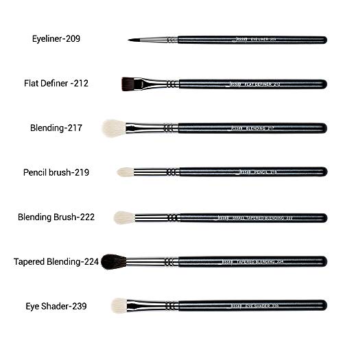 Jessup marca 7pcs Negro/Plata de juego de cepillo de maquillaje profesional belleza mezcla de sombra de ojos sombra delineador de ojos ahumado sloom sombreado de ojos lápiz cepillo cosméticos Kit