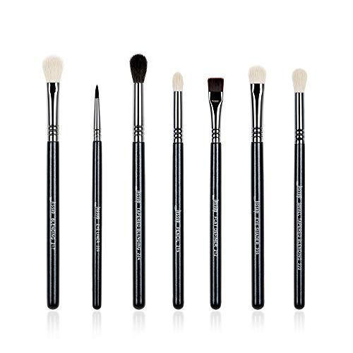 Jessup marca 7pcs Negro/Plata de juego de cepillo de maquillaje profesional belleza mezcla de sombra de ojos sombra delineador de ojos ahumado sloom sombreado de ojos lápiz cepillo cosméticos Kit