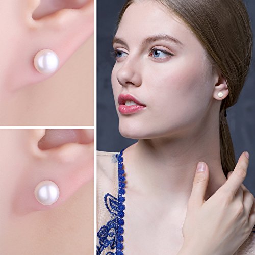 JewelryPalace Pendientes con Perla de agua dulce cultivada 8-9mm en plata de ley