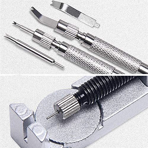 JEZOMONYWatch Band Resorte Barras Enlace Pernos Resorte Barra de Acero Inoxidable removedor reparación Conjunto de Herramientas reparación con 3 Pines Extra para Todo Tipo de Metal Reloj Banda
