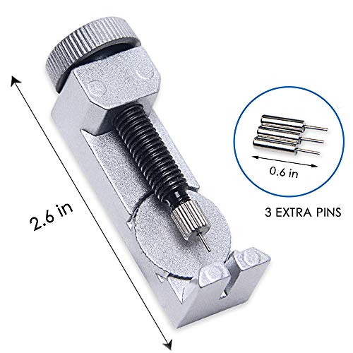 JEZOMONYWatch Band Resorte Barras Enlace Pernos Resorte Barra de Acero Inoxidable removedor reparación Conjunto de Herramientas reparación con 3 Pines Extra para Todo Tipo de Metal Reloj Banda