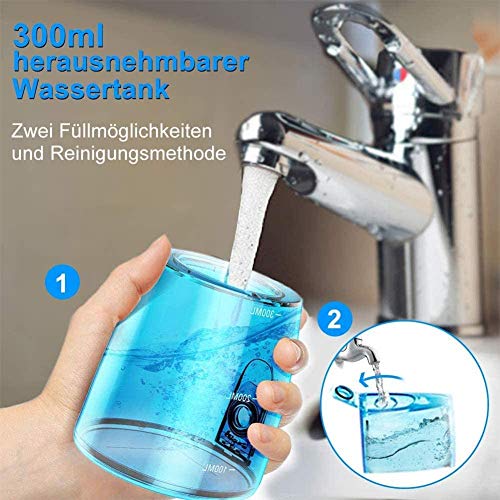 JIAFENG HighPULSE Propios Dientes Seda Chorro de Agua solución de Lavado Recargable para los Frenos, irrigador Oral Ducha Impermeable inalámbrica, Columna de Agua Sellado RF pulsada Aletas EN Vespa
