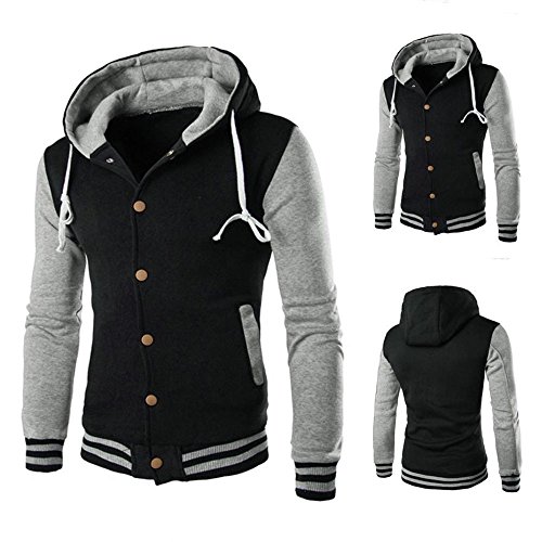 JiaMeng Hombres Chaqueta Primavera otoño e Invierno Algodón Abrigo Chaqueta Outwear Sweater Sudadera de Invierno Slim Warm (Gris, M)