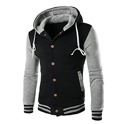 JiaMeng Hombres Chaqueta Primavera otoño e Invierno Algodón Abrigo Chaqueta Outwear Sweater Sudadera de Invierno Slim Warm (Gris, M)