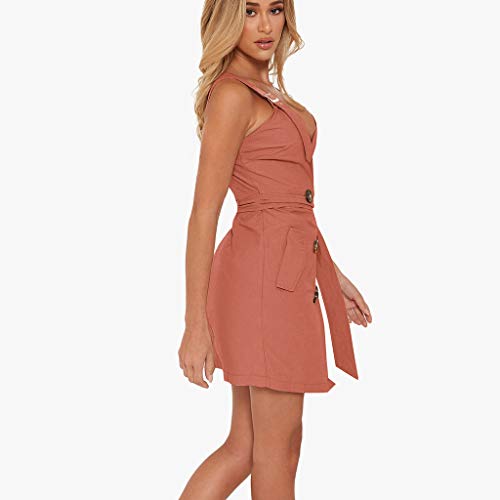 JiaMeng Mujer Verano Damas de Vestir Vestido de Talla Grande Camiseta de algodón y Vestido de Lino Casual Manga Corta Vestido Midi