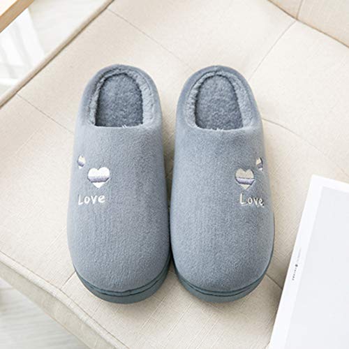 JIANKE Zapatillas Casa Hombre Invierno Pantuflas Mujer Suave Interior Caliente Slippers Gris Oscuro 39/40 EU