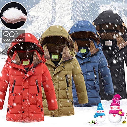 JIANYE Abrigo de Invierno para Niños Chaquetas Invierno Caliente Chaquetas Plumas Espesar Abrigo Plumas con Capucha Abrigo Chaqueta Naranja 130