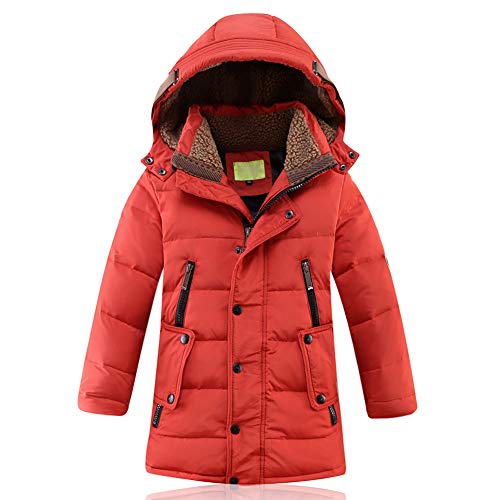 JIANYE Abrigo de Invierno para Niños Chaquetas Invierno Caliente Chaquetas Plumas Espesar Abrigo Plumas con Capucha Abrigo Chaqueta Naranja 130