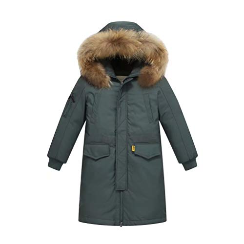 JIANYE Abrigo Plumas Niño Chaquetas Plumas con Capucha Thick Caliente Chaqueta Invierno Niños Parka Invierno Verde 150