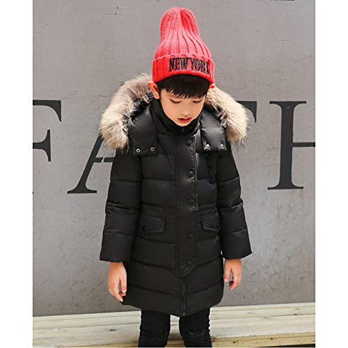 JIANYE Chaquetas Plumas Niño Niña Chaqueta Invierno Caliente Abrigo Chaqueta Unisex Abrigo Invierno con Capucha Negro 160