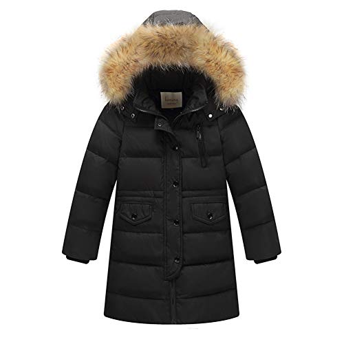 JIANYE Chaquetas Plumas Niño Niña Chaqueta Invierno Caliente Abrigo Chaqueta Unisex Abrigo Invierno con Capucha Negro 160