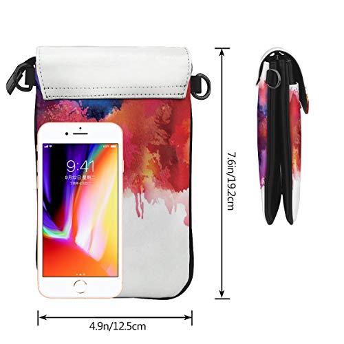Jiger Women Small Cell Phone Purse Crossbody,Vibrant Stains Of Watercolor Paint Splatters Brushstrokes Dripping Liquid Art
