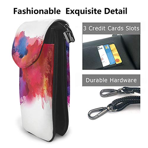 Jiger Women Small Cell Phone Purse Crossbody,Vibrant Stains Of Watercolor Paint Splatters Brushstrokes Dripping Liquid Art