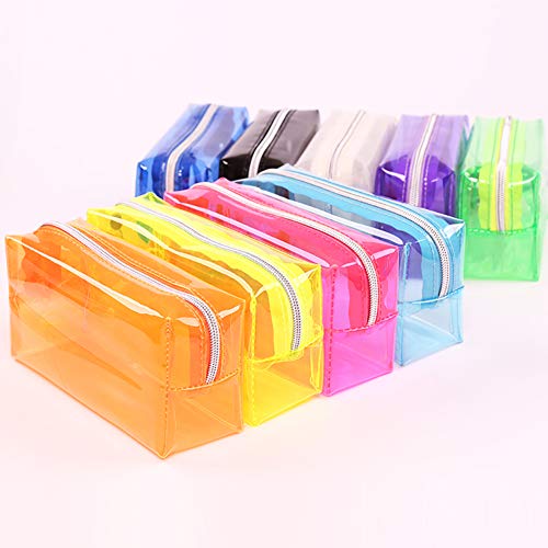 JIHUOO Estuche transparente de gran capacidad para lápices, estuche transparente, bolsa de papelería, caja para adolescentes y niños (azul)