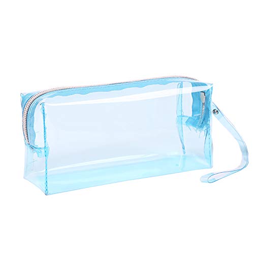 JIHUOO Estuche transparente de gran capacidad para lápices, estuche transparente, bolsa de papelería, caja para adolescentes y niños (azul)