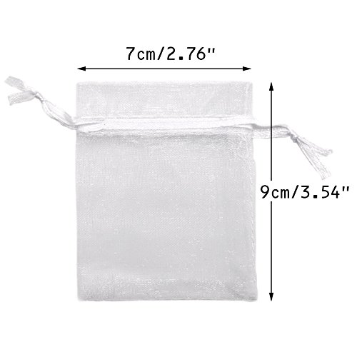 jijAcraft 100pcs Bolsas de Organza de Regalo 7x9cm Bolsitas de Organza Pequeñas para Favores de Fiesta de Boda y Joyas (Blanco)