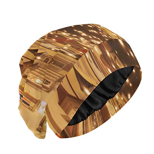 JINCAII Cap Sleep Hair European Street Town Paisaje Mujer Sleeping Hair Cap Exterior-Soft Durable Sleep Cap para Cabello Rizado Largo para Rizado Cabello Largo Natural Disponible de día y